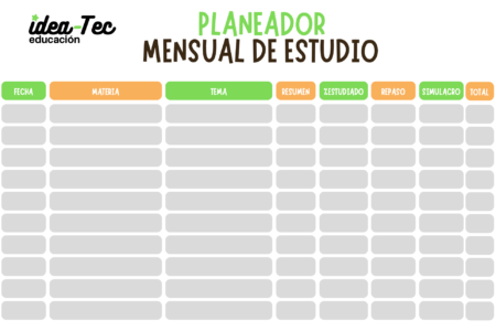 Planeador mensual de estudio para el Icfes